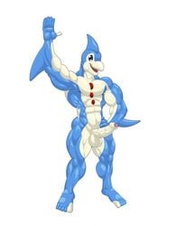 5_toes abs animal_genitalia anthro balls cetacean dolphin furry male male_only mammal marine muscular neo-spacian_aqua_dolphin no_humans penis precum smile toes unknownwolf yu-gi-oh! yu-gi-oh!_gx