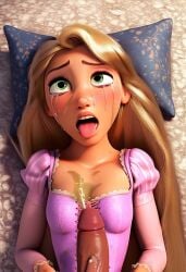 3d after_sex ahe_gao ai_generated blonde_hair crying dirty disney disney_princess dress forced green_eyes open_mouth peeing penis pov princess rape rapunzel sex tangled urine