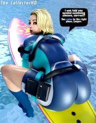 alternate_version_available ass ass_focus big_ass clothed clothed_female clothing english_text female female_only fortnite fully_clothed fully_clothed_female in_water laying_down laying_on_stomach laying_on_surfboard looking_at_viewer looking_back open_mouth open_mouth sfw sfw_version solo solo_female speech_bubble surf_rider surfboard text the_collectorhd