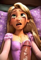 3d after_sex ahe_gao ai_generated blonde_hair crying dirty disney disney_princess dress forced green_eyes makeup_running open_mouth peeing penis pov princess rape rapunzel ruined_makeup sex tangled urine