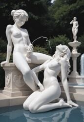 1futa ai_generated balls dickgirl duo female fountain futa_on_female futa_with_female futanari masturbation nude original penis revenge623 sculpture self_upload single_hair_bun testicles water