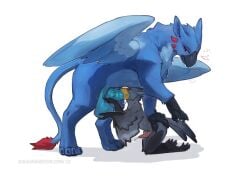 absurd_res akim animal_genitalia animal_penis anthro anthro_on_feral anthro_penetrated avian ball_grab balls beak bestiality bird blue_body blue_feathers blue_fur buck_(realakim) deep_throat duo equine_genitalia equine_penis feathers feral feral_penetrating feral_penetrating_anthro fur genitals grey_body grey_feathers gryphon hi_res kneeling male male/male mythological_avian mythological_creature mythology oral oral_penetration penetration penis redishdragie sex wings