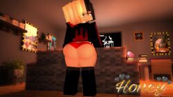 3d ass_clapping ass_shake bending_over big_ass black_and_blonde_hair female honey_(theactualhoney) looking_at_viewer mine-imator minecraft tagme theactualhoney video