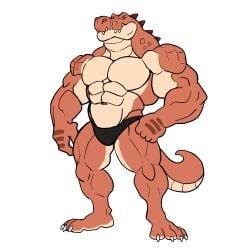 alligator alligatorid anthro balls bara barazoku bulge darknaigart flaccid male male_only muscles muscular penis scalie solo solo_male