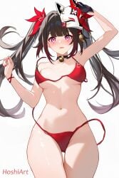 1girls accidental_exposure bikini bikini_top embarrassed honkai:_star_rail medium_breasts sparkle_(honkai:_star_rail) swimsuit wardrobe_malfunction