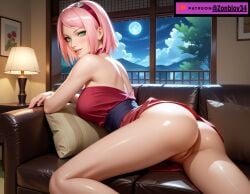 ai_generated anus_exposed beach beach_towel blonde_female blonde_hair blonde_hair_female exposed_ass hair_over_one_eye naruto naruto_(series) ponytail presenting_hindquarters presenting_pussy pussy_exposed ripped_clothing ripped_pants ripped_swimsuit sakura_haruno seaside short_hair swimsuit tagme