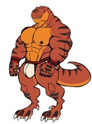 anthro balls bara barazoku bulge darknaigart dinosaur flaccid jockstrap jockstrap_only male male_only muscles muscular penis scalie solo solo_male tyrannosaurid tyrannosaurus tyrannosaurus_rex underwear underwear_only