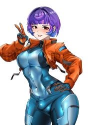 1futa bodysuit bulge futa_only futanari human juno_(overwatch) overwatch solo solo_futa wujack