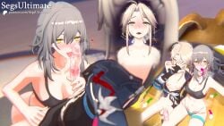 1boy 1girls blender blowjob condom_balloon covering_face cum dab_neko female honkai:_star_rail honkai_(series) hoyoverse kiss_mark lipstick_on_penis male mihoyo multiple_condoms multiple_views partially_clothed peace_sign segs_ultimate stelle_(honkai:_star_rail) submissive_male watermark yanqing_(honkai:_star_rail)