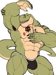 anthro arm_up armpit armpit_hair balls bara barazoku bulge darknaigart dinosaur flaccid jace_(darknaig) jockstrap jockstrap_only male male_only muscles muscular penis scalie solo solo_male tyrannosaurid tyrannosaurus tyrannosaurus_rex underwear underwear_only