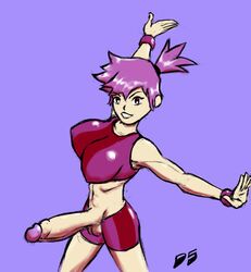 1futa alternate_breast_size alternate_hair_color alternate_outfit big_breasts big_penis breasts clothed d5 futa_only futanari huge_breasts huge_cock human human_only intersex kasumi_(pokemon) penis pokemon pokemon_frlg pokemon_rgby purple_theme sketch straight_hair