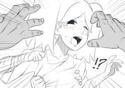 artist_request blush boruto:_naruto_next_generations breast_grab cum ejaculation female line_art male monochrome naruto open_mouth penis saliva suzumeno_namida tears unseen_male_face wet