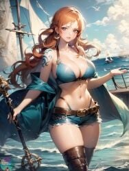 2022 2d ai_assisted ai_generated artist_name erotic_nansensu female female_only nami_(one_piece) one_piece patreon_username watermark