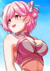 armpits big_breasts boob_window breasts clothed d4dj hiraken sakurada_miyu sweat