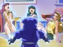 1boy 3girls animated anus ass blonde_hair breasts fingering grabbing_another's_breast green_hair groping injuu_gakuen_la_blue_girl interior kai_fubuki long_hair masturbation moaning multiple_girls nipples pink_hair pussy pussy_juice short_hair sound spread_legs tagme teleportation uncensored video yaku