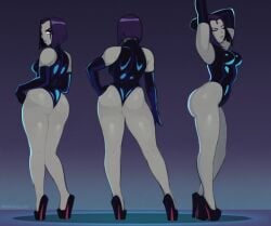 1girls ass bare_legs breasts clothed clothed_female dc dc_comics female female_only gray_skinned_female grey_skin grey_skinned_female heels legs leotard nsfwskully purple_hair purple_hair_female rachel_roth raven_(dc) solo standing teen_titans thick_thighs thighs zetaskully