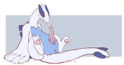 abstract_background animal_genitalia anus ass blush cum cum_on_penis erection genital_slit legendary_pokémon looking_at_viewer lugia male nintendo penis pokemon pokemon_(species) presenting presenting_hindquarters slit solo video_games whimsydreams