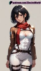 1girls ai_generated attack_on_titan black_hair curvaceous curvy curvy_body curvy_female electroworld female female female_focus female_only highres inviting_to_sex mikasa_ackerman seductive seductive_look seductive_pose shiny_skin solo solo_female uncensored voluptuous voluptuous_female