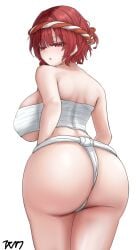 1girls back_view female fundoshi huge_breasts large_ass looking_at_viewer looking_back raiko_horikawa rear_view rh_thunderriver solo thighs touhou