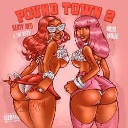 album_cover big_ass big_breasts celebrity dark-skinned_females earrings jewelry lip_piercing nicki_minaj painted_nails parental_advisory rapper sexyy_redd tattoos