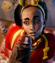 3d african african_female cum cum_on_face dark-skinned_female dark_skin female kimberly_jackson male penis street_fighter zis2nsfw