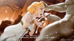 blonde_female chobixpho cum cum_in_mouth cum_on_face cumshot dialogue ganon ganondorf ganondorf_(tears_of_the_kingdom) gerudo hylian hylian_ears pointy_ears princess_zelda tagme tears_of_the_kingdom the_legend_of_zelda