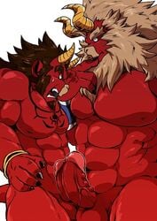 balls demon horns male_only muscular otukimi penis red_skin size_difference