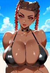 1girls ai_generated apex_legends blush breasts brown_eyes brown_hair female huge_breasts juuicyai loba_(apex_legends) massive_ass massive_breasts sex smile sweat