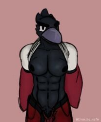 anthro bird black_fur brawl_stars crow crow_(brawl_stars) digital_drawing_(artwork) digital_media_(artwork) fur furry male male_only muscles muscular_male open_clothes open_jacket open_shirt pecs showing_off suggestive tagme_(artist)