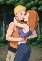 1boy ai_generated big_breasts blonde_hair blue_eyes boruto:_naruto_next_generations civitai closed_eyes crossover female french_kiss green_eyes kim_possible kimberly_ann_possible kissing kissing large_breasts long_hair naruto naruto_(series) orange_hair short_hair tank_top tanktop tongue_kiss uzumaki_naruto