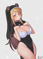 bear_ears blush large_breasts long_hair nun rina_megakuma virtual_youtuber