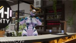 electric_ryu female gym_uniform hildryn_(warframe) muscular_female vrchat vrchat_avatar warframe