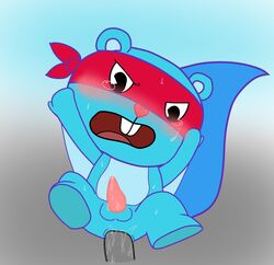 anal balls blue_fur blush censored crying flying_squirrel fur happy_tree_friends male mammal mask namoke_(artist) penis rodent splendid_(htf) squirrel superhero tears yaoi