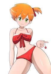 1girls ai ai_generated bikini female generated hair_ornament kasumi_(pokemon) orange_hair panties pokemon red_bikini red_panties solo