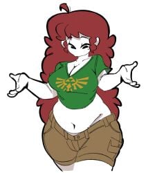 1girls animation_sensation belly belly_button crop_top female female_only friday_night_funkin girlfriend_(friday_night_funkin) logo logo_on_clothes newgrounds sen_sensational shorts the_legend_of_zelda triforce