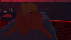 cock_out horny_male masturbation on_bed ready_for_sex scp-999 thick_thighs vrchat vrchat_avatar