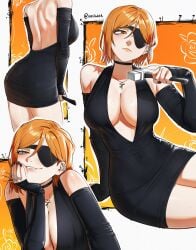 back big_ass big_breasts black_nails breasts clothing detached_sleeves dominant_female dress eyepatch female female_only hammer jujutsu_kaisen kugisaki_nobara low_cut_dress nail_polish nails only_female orange_eyes orange_hair painted_nails waligner