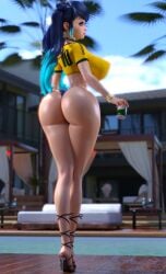 1girls 3d 3d_(artwork) ass ass_bigger_than_head big_ass big_breasts bimbo bimbo_body blue_eyes blue_hair brazilian_miku_(cosplay) breasts_bigger_than_head busty choker cyan_hair dyed_hair earrings female female_only hatsune_miku_(cosplay) hi_res high_heels highres hoop_earrings huge_ass huge_breasts large_ass large_breasts looking_at_viewer looking_back marinette_dupain-cheng miraculous:_tales_of_ladybug_and_cat_noir miraculous_ladybug multicolored_hair nipple_bulge outdoors panties poolside rear_view ruidx sexually_suggestive slim_waist soccer_jersey solo thick_thighs thin_waist twintails voluptuous voluptuous_female