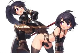 all_fours androgynous armor artist_request boy_on_all_fours character_request crossdressing dominant_female domination dominatrix enslaved erection femboy femdom forced half_naked humiliation knight male_sub sissification slave smiling tagme thong trap