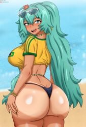 brazil brazilian brazilian_female brazilian_miku curvy_female hatsune_miku looking_back_at_viewer mattc-art mattirowly pointy_chin thick_ass thick_breasts vocaloid