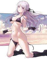 1girls big_breasts bikini blunt_bangs busty danganronpa danganronpa:_trigger_happy_havoc danganronpa_(series) female female_only hourglass_figure huge_breasts human kirigiri_kyouko large_breasts nanikairu pasya-pasya pussy solo swimsuit tagme uncensored undressing voluptuous voluptuous_female