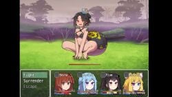 ass bent_over dialogue estella_(lost_treasures) fart fart_cloud farting fox_ears fox_girl gameplay lost_treasures shorts sound tagme tail video