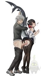 1boy 1girls black_hair cum_in_pussy cum_inside cumming cumming_together dripping_cum ellen_joe fucked_from_behind hoyoverse light-skinned_female light-skinned_male light_skin mihoyo nhuahomm_(artist) nipples pantyhose pussy pussy_juice school_uniform schoolgirl shark_girl shark_tail sharp_teeth vaginal_penetration victoria_housekeeping wise_(zenless_zone_zero) zenless_zone_zero