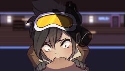 1girls black_hair blowjob fellatio female female_focus game_cg goggles male oral overwatch_2 parody penis rpg_maker sadisticirony short_hair tagme total_nc:cameo_collector total_nc_(series) tracer_(cosplay)