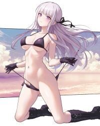 1girls big_breasts bikini blunt_bangs braid busty danganronpa danganronpa:_trigger_happy_havoc danganronpa_(series) female female_only hourglass_figure huge_breasts human kirigiri_kyouko large_breasts nanikairu pasya-pasya solo swimsuit tagme undressing voluptuous voluptuous_female