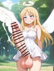 ai_generated angel angel_wings areola balls bare_legs big_balls big_penis blonde_hair blue_eyes blush censored censored_penis crimvael cum cum_explosion cumshot curvaceous curvy_female dosukebeai ejaculation excessive_cum eyes_rolling_back female_orgasm futa_only futanari gigantic_penis huge_balls huge_breasts huge_cock huge_thighs hyper hyper_penis ishuzoku_reviewers large_breasts light-skinned_female light_skin long_hair orgasm_face penis squatting sweat sweatdrop thick_thighs thighs tongue_out