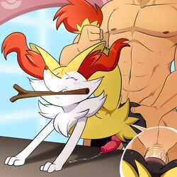 anal anal_sex animal_genitalia animal_penis anthro balls blush braixen canine_penis cum cum_while_penetrated faceless_male from_behind_position gay hands-free human human_on_anthro inner_ear_fluff interspecies knot lonbluewolf male mammal nintendo orgasm penetration penis pokémon_(species) pokemon pokemon_(species) pokephilia precum sex stick tail_pull tears tight_fit video_games yaoi