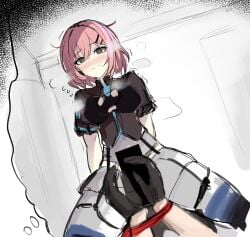 1boy adam_(honkai_impact) bar_censor black_gloves black_leotard bob_cut bondage bondage bound breasts censored closed_mouth cowgirl_position female gloves grey_eyes heavy_breathing highres honkai_(series) honkai_impact_3rd imminent_penetration imminent_vaginal large_breasts leotard looking_at_viewer mini2chainz penis pink_hair pov pov_hands sex short_hair short_sleeves smile solo_focus straddling straight thighhighs timido_cute white_thighhighs