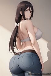 1girls ai_generated ass ass_focus bare_chest bare_midriff bare_shoulders belt big_ass big_breasts boruto:_naruto_next_generations bra breasts brown_hair cleavage collarbone crop_top deviantart_username ecchibishop female female_only from_behind front_view huge_ass huge_breasts hyuuga_hanabi jeans legwear light-skinned_female light_skin looking_at_viewer midriff naruto naruto_(series) naughty naughty_face naughty_smile on_back on_bed oppai panties pants rear_view revealing_clothes skimpy_clothes solo solo_focus spread_legs stable_diffusion thighs underwear underwear_only upper_body url very_long_hair viewed_from_below violet_eyes watermark web_address white_skin