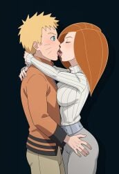 1boy ai_generated big_breasts blonde_hair blue_eyes boruto:_naruto_next_generations civitai closed_eyes crossover female french_kiss green_eyes kim_possible kimberly_ann_possible kissing kissing knitted_sweater large_breasts long_hair naruto naruto_(series) orange_hair short_hair sweater tongue_kiss uzumaki_naruto